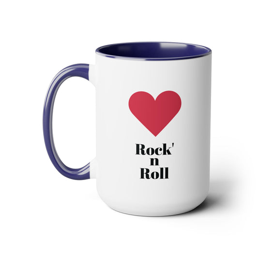 Rock n Roll, Pop, Metal coffee mug, 2 tone, 15oz, 2 sided design, Musical themed mug for friends, family and self.