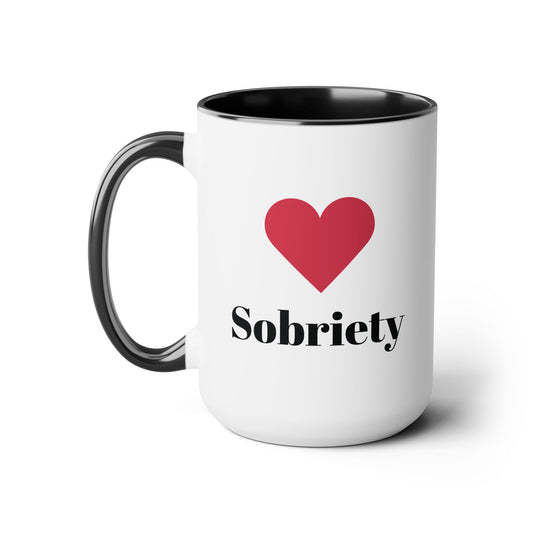 Recovery coffee mug, 2 tone, 15oz, 2 sided design, sobriety gift mug for friends, family and self.